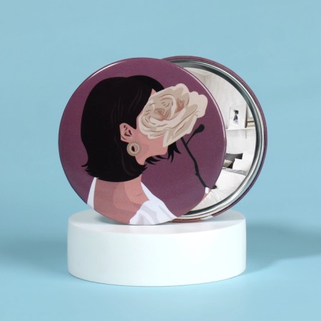 Mirror "Girls", D 7.5 cm, PVC - box, MIX drawing