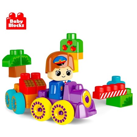 Plastic designer "Funny steam locomotive", 30 parts, Baby Blocks-1