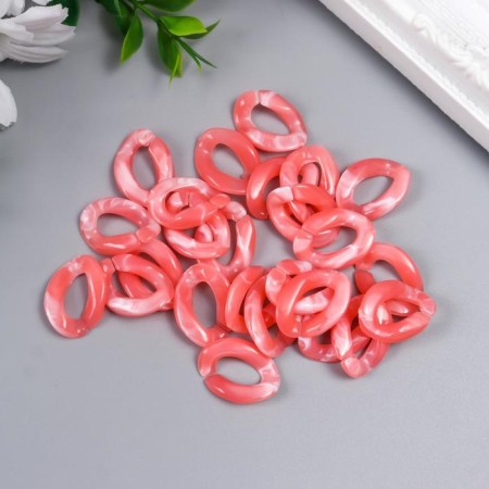 Decor for creativity plastic "Ring for the chain" coral set 25 pcs 2.3x1.65 cm-2