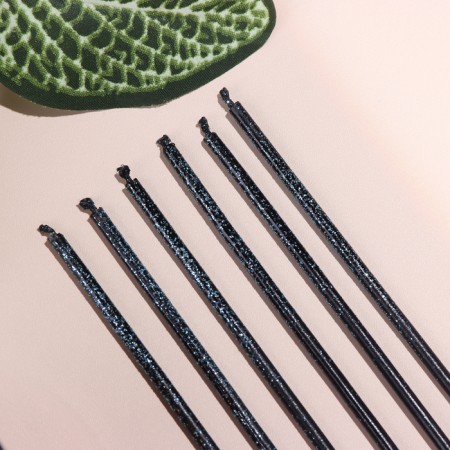 A set of candles in a cake, 6 pieces "Shine", blue with black, 17 cm-2