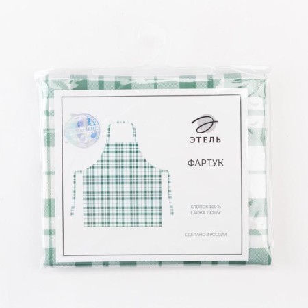 Apron "Ethel" Eucalyptus (cage) 60x70cm, 100% cotton, sarzha 190 g/m2-5