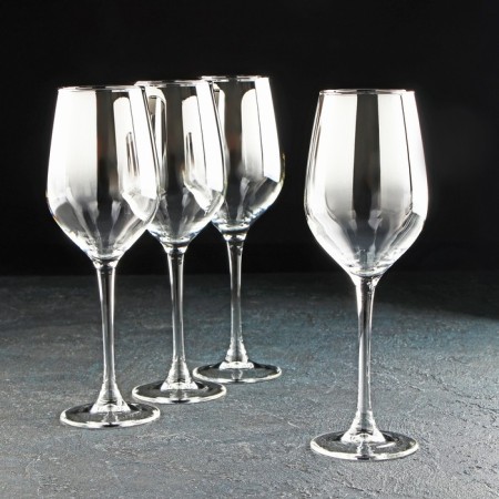 A set of glass glasses for the wine "Silver Smoke", 350 ml, 4 pcs