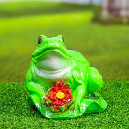 Garden figure "Frog with lotus" Malaya 18x18cm-1