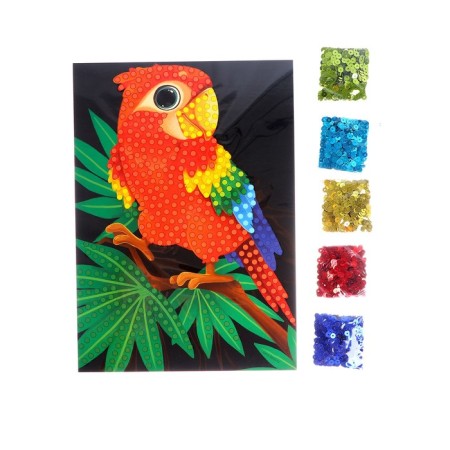 Application with sequins "Parrot on a branch" + 6 colors of sequins of 7 grams-2