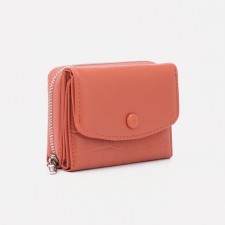 Women's wallet on the button, orange color