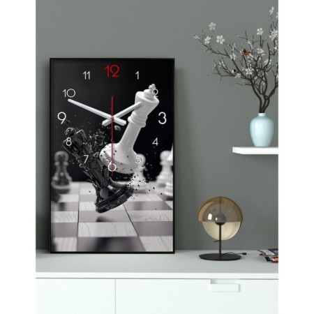 Carty clock is wall-mounted, interior "chess", smooth move, 57 x 35 x 4 cm-2