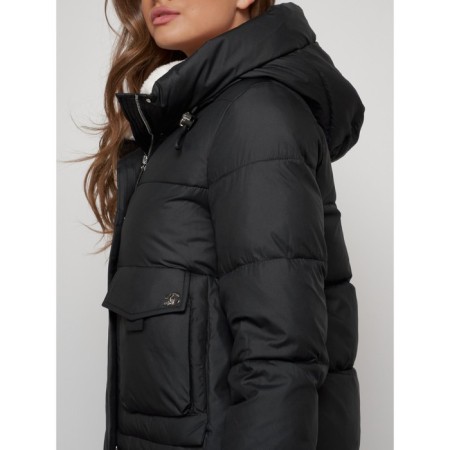 Coat insulated winter female, size 46, black color-15