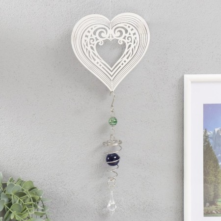 Chickenpile bell Metal 3D "openwork heart" with bead 13.5x13.5x31 cm-3
