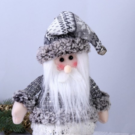 Soft toy "Santa Claus with a bell - long legs" 10*40 cm silver-2