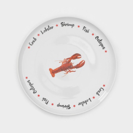 Set of porcelain plates for Sealife pizza, 7 objects, Mix drawing-1