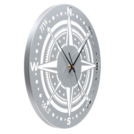 Watch wall interior "compass", smooth move, D-40 cm, silver-1