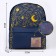 Backpack school textile art, with an overflowing patch, the color of the dark blue