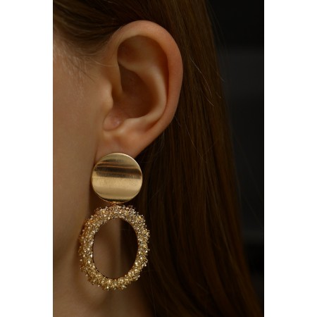 Earrings Metal "Eureka" oval, color gold-5