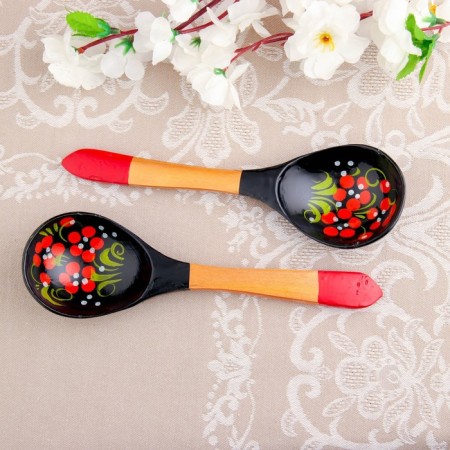 Spoon "Chernushka", salad, 6 × 21, Khokhloma-9