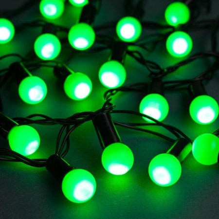 Garland “thread” 10 m with nozzles “balls 1.5 cm”, IP44, dark thread, 100 LED, green glow, 8 modes, 220 V