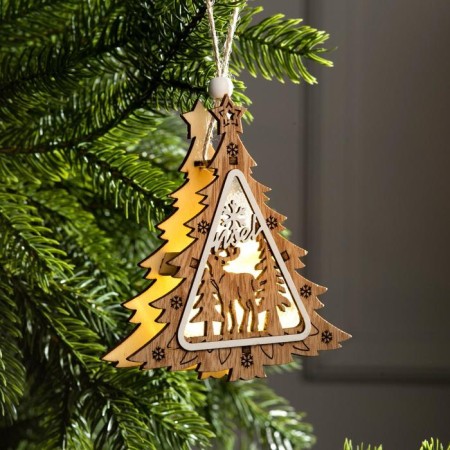 Christmas tree toy "Christmas tree with a deer", from batteries, a glow of warm white