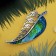 Brooch "Leaf of desires", the color is blue-green in silver