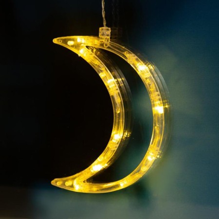 Garland “fringe” 2.7 × 0.9 m with nozzles “month”, ip20, transparent thread, 138 LED, glow warm white, 8 modes, 220 V-3