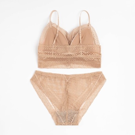 Lower linen women: top and panties, beige color, size 42-44-2