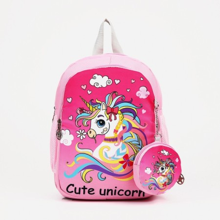 Baby backpack on a zipper, with a wallet, pink color