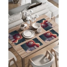 A set of napkins for setting the Snowman table, rectangular, rounded edges, size 30x46 cm, 4 pcs