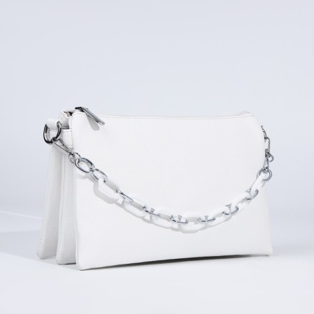 Bag Cross-Bodi with a zipper, white color-2