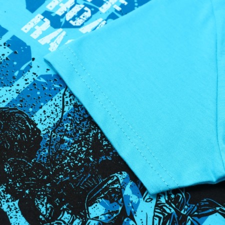 A set for a boy (T -shirt/shorts), turquoise/black color, height 110 cm-2