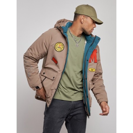 Winter male jacket, size 56, brown color-7
