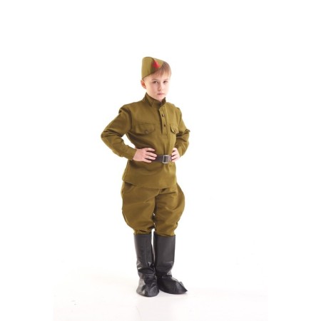 Military costume, gymnast, belt, cap, gallif, boots, 5-7 years old, height 122-134 cm