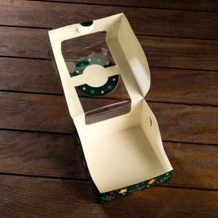 Bearbox under the Bento-Port with the Window "New Year Emerald", 14 x 14 x 8 cm-2