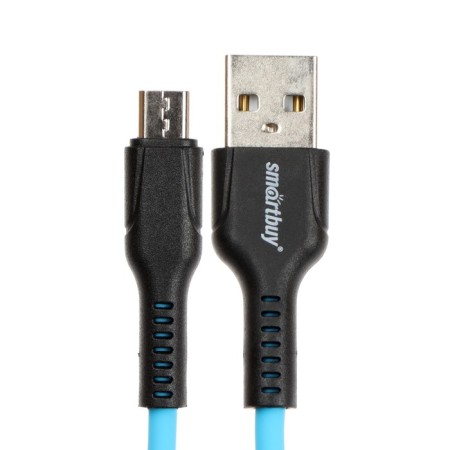Smartbuy S21, microUSB cable - USB, 2.4 A, 1 m, charging + data transfer, blue-1