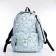 Set of School backpack from textiles on lightning, 3 pockets, pencil case, turquoise color
