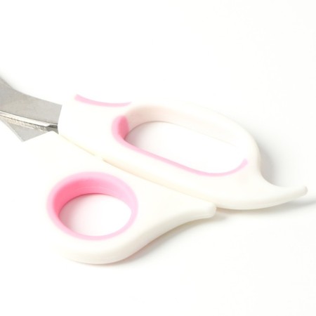 Middle scissors are medium with an emphasis for a finger, white with pink-3