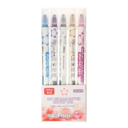 Set of markers, bilateral, metallic colors, 5 colors