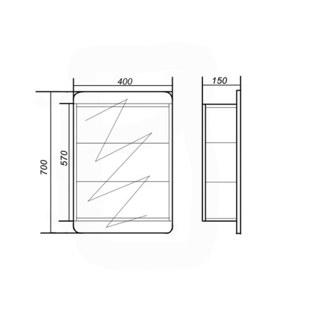 Cabinet-mirror Harmony 400 (mirror) 15 cm x 40 cm x 70 cm-2
