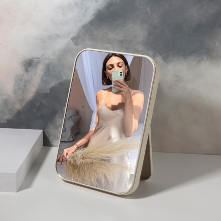 Mirror on a stand, mirror surface 16 × 24 cm, beige color-2