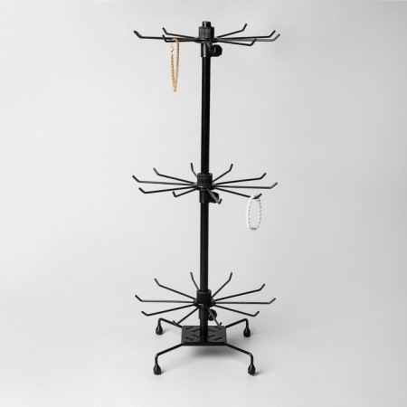 Turntable, 3 tiers of 10 hooks, 30 × 30 × 65, black color-1