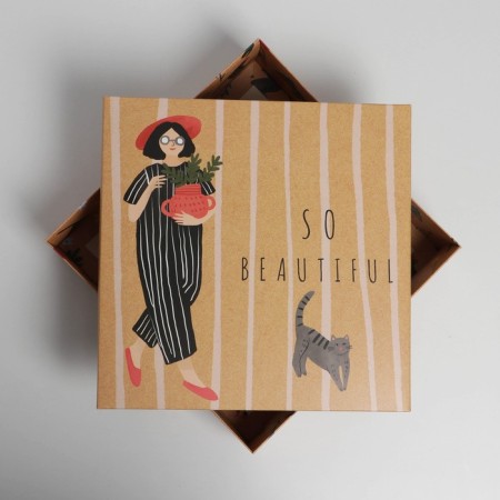 Gift folding box, packaging, “cats”, 26 x 26 x 8 cm-3