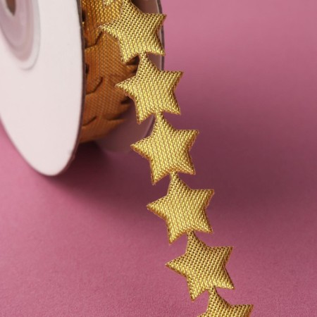 Figure tape "Stars", 15 mm, 9 ± 0.5 m, gold color