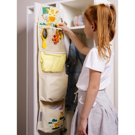 Pockets in the kindergarten "Giraffe", for a children's cabinet, 83x24 cm, beige-10