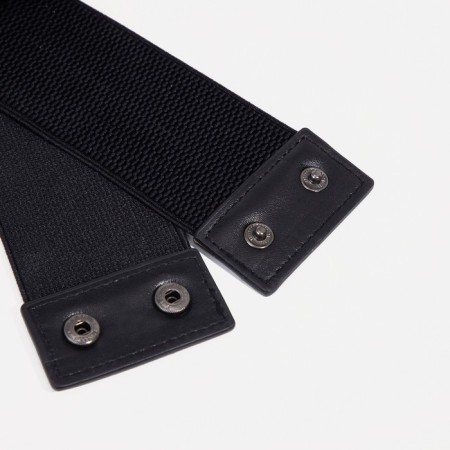 Women's belt on buttons, width 8 cm, black color-2