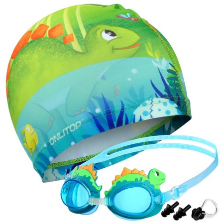Set for swimming children's Onlytop "Dinosaurus": hat, glasses, berushi, nose clip-1