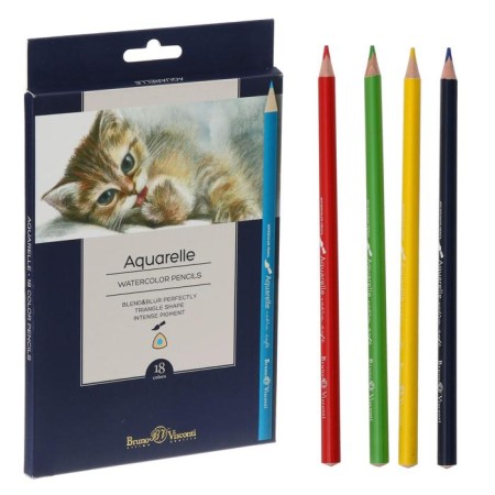 Pencils of watercolor 18 colors BrunovisConti Aquarelle, three -sided-2