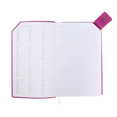 Lotted diary, 120x200 mm 128 sheets, leatherette, gray block 70 g/m2, lies, a refrain with a colored button, lilac-5