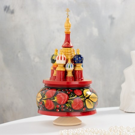 Musical souvenir "Temple", Khokhloma black manual painting-2