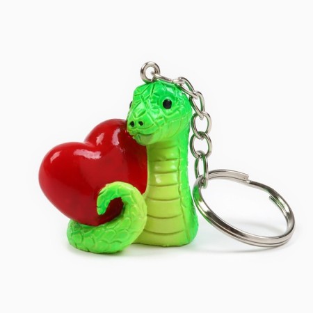 New Year's keychain for keys, voluminous "New Year: Snake with Heart" 3.5 x 8.2 cm-1