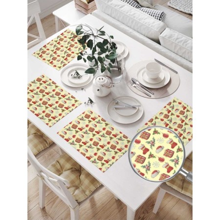 Set of napkins for setting the table "New Year's gifts", rectangular, size 32x46 cm, 4 pcs-1