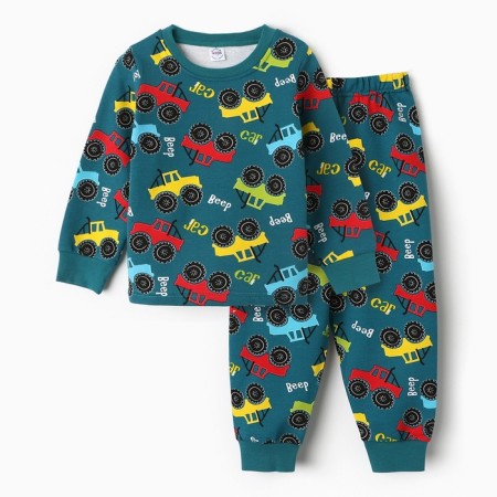 Pajamas for a boy, emerald color, height 116 cm
