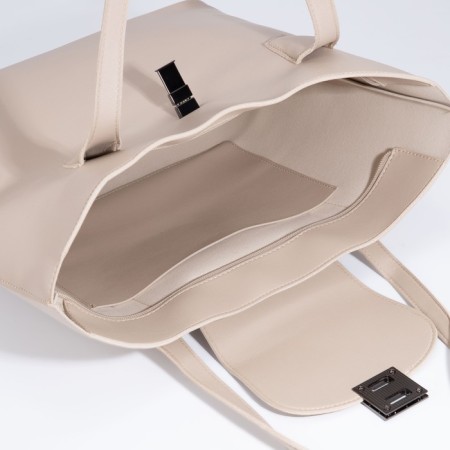 Bag Female Tout with zipper, beige color-4