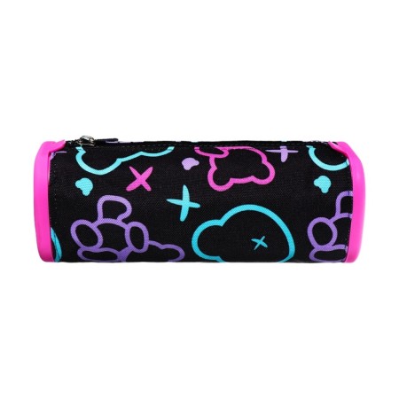 Penal soft, 1 compartment, quadro, 70 x 200 mm, Hatber "My bear" silicone+textiles, black/pink npn_72254-1